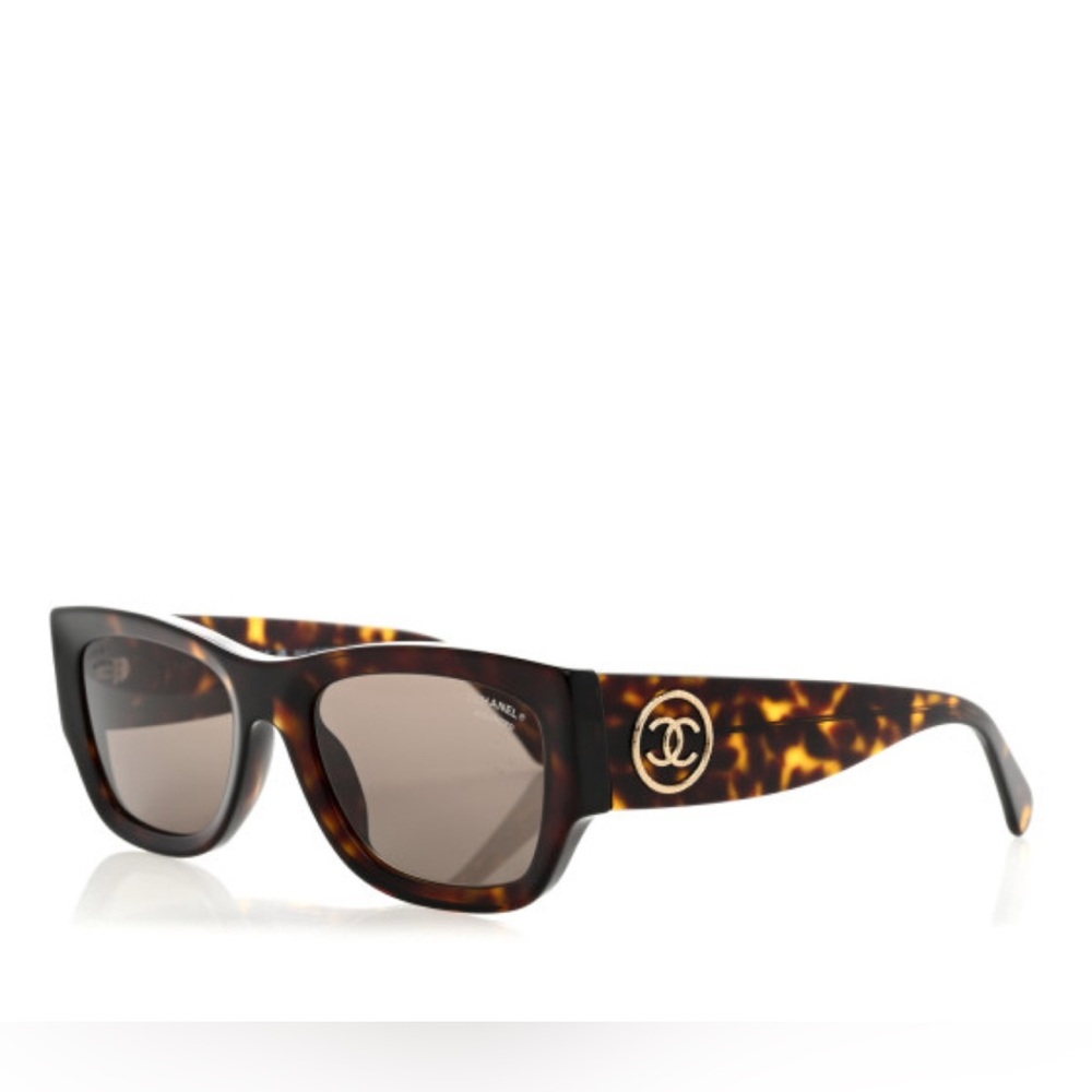 CHANEL Acetate Rectangle Polarized Sunglasses 5507-A Tortoise